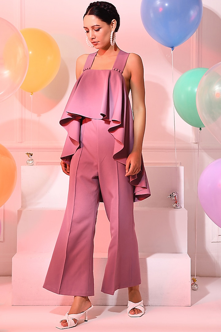 Onion Pink Crepe Jumpsuit by Choje