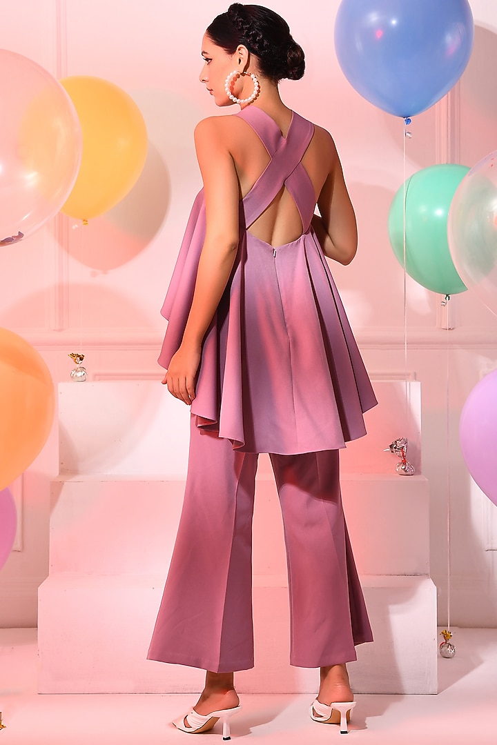 Onion Pink Crepe Jumpsuit by Choje at Pernia's Pop Up Shop