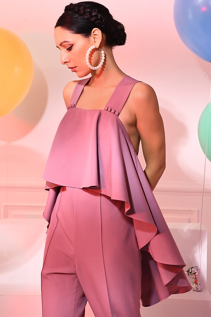 Onion Pink Crepe Jumpsuit by Choje at Pernia's Pop Up Shop