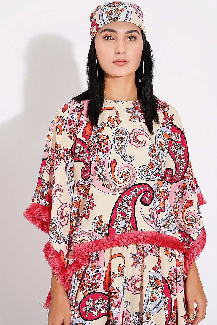 Lime Yellow Printed Kaftan Top by Choje at Pernia's Pop Up Shop