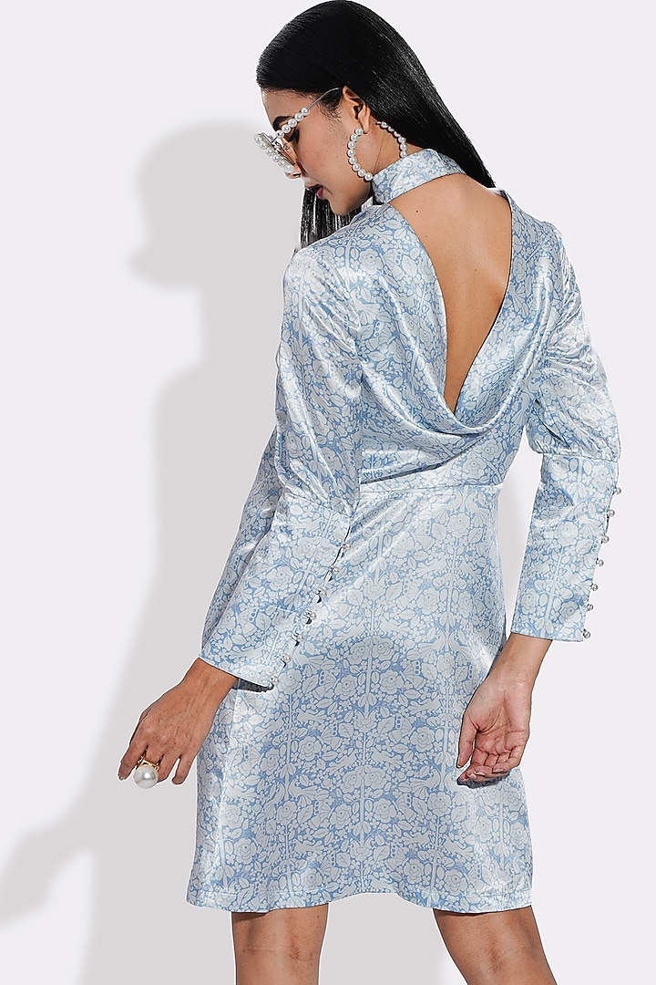 Powder Blue Printed Summer Dress by Choje at Pernia's Pop Up Shop