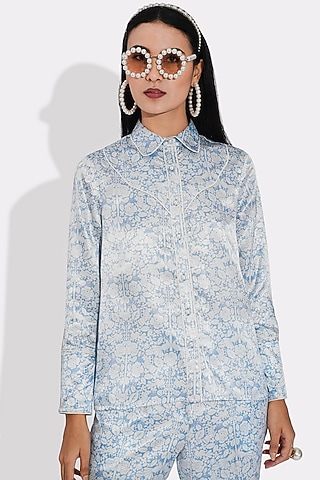 Powder Blue Printed Top by Choje