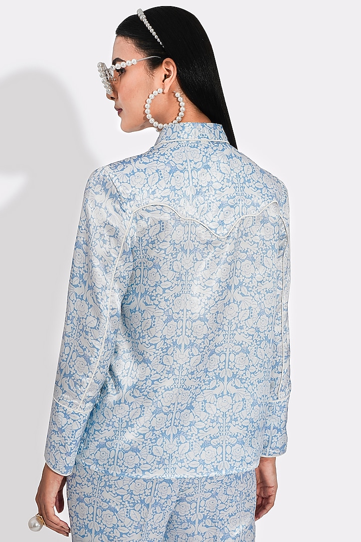 Powder Blue Printed Top by Choje at Pernia's Pop Up Shop