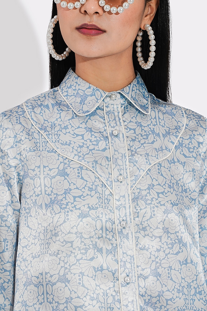 Powder Blue Printed Top by Choje at Pernia's Pop Up Shop