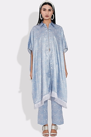 Powder Blue Pants With Print by Choje