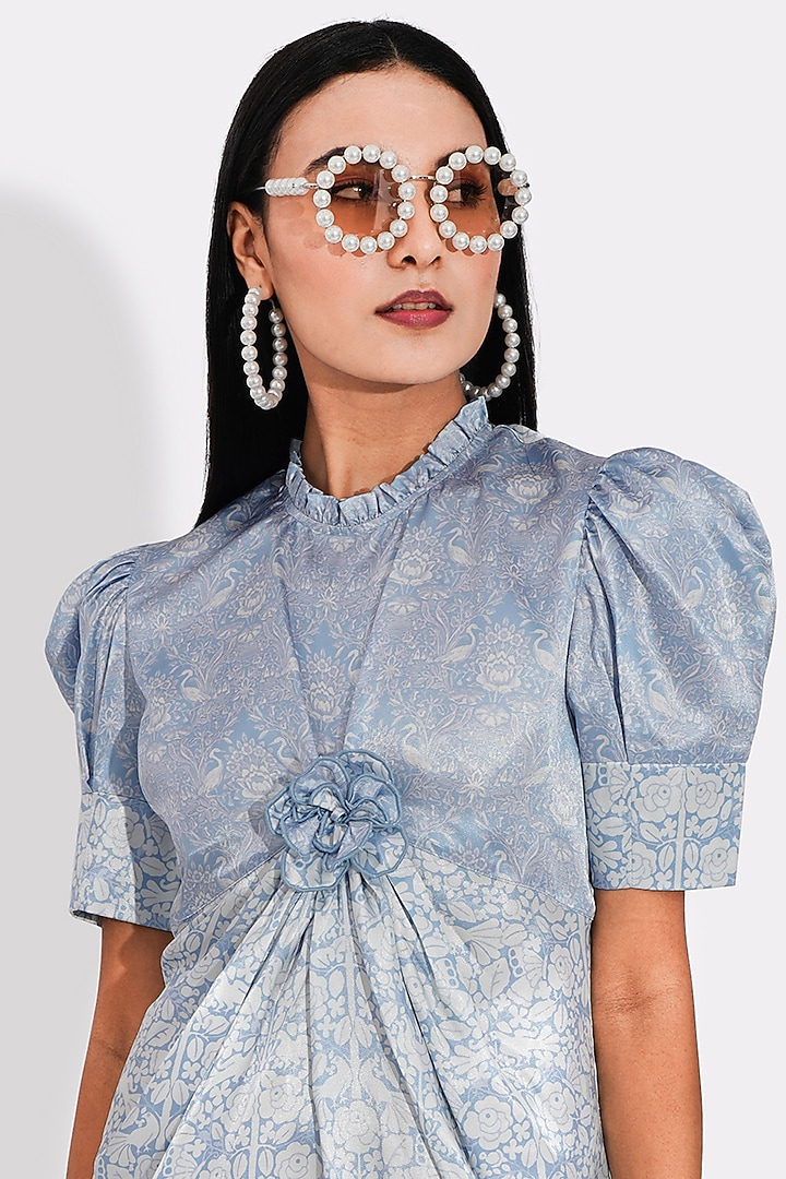 Powder Blue Summer Dress With Print by Choje at Pernia's Pop Up Shop