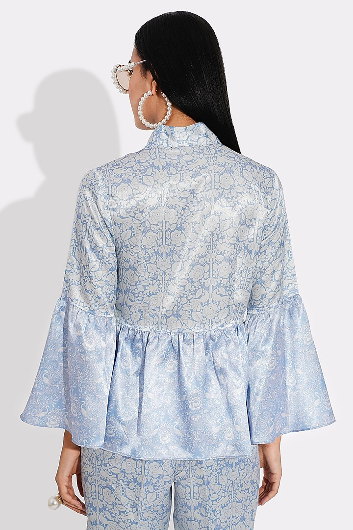Powder Blue Top With Print by Choje at Pernia's Pop Up Shop