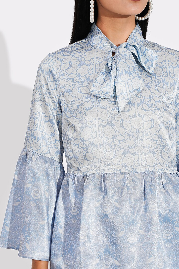 Powder Blue Top With Print by Choje at Pernia's Pop Up Shop