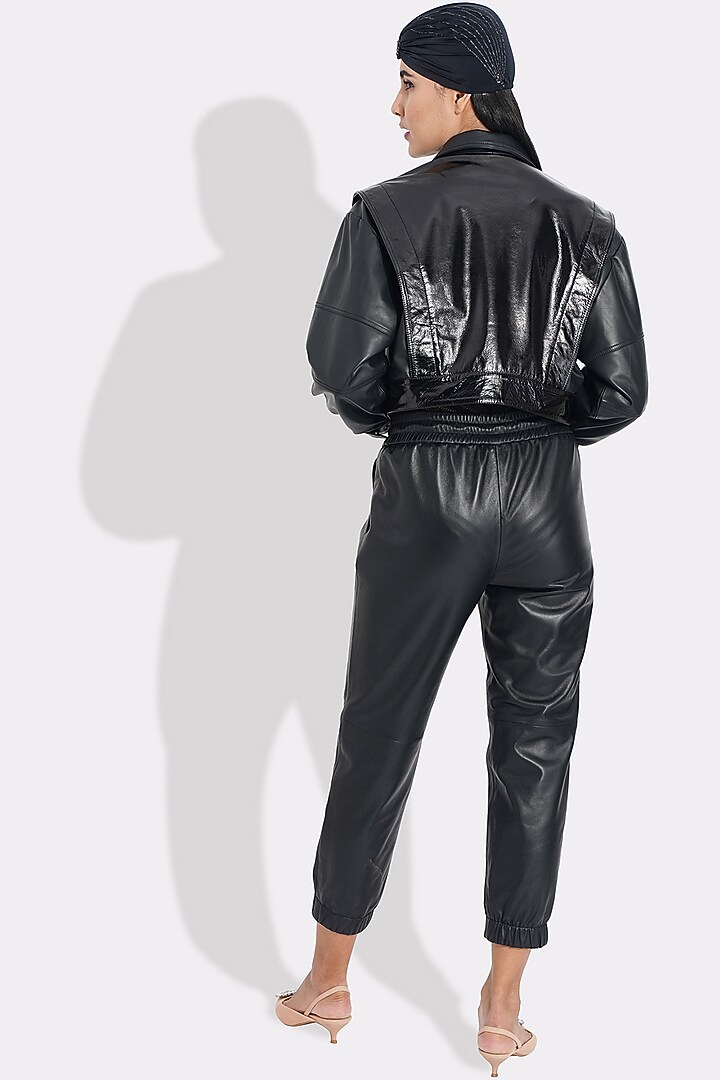 Black Leather Joggers by Choje at Pernia's Pop Up Shop
