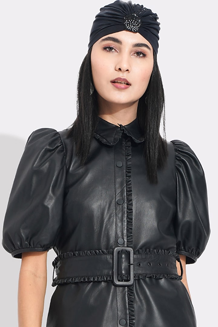 Black Leather Vacation Dress by Choje at Pernia's Pop Up Shop