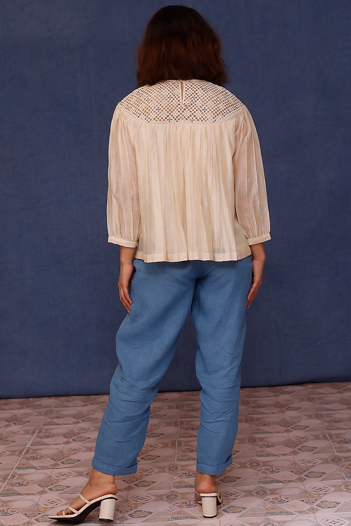 Blue Pure Linen Pant Set by Chokhi Chorri at Pernia's Pop Up Shop