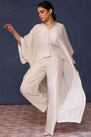 White Silk Co-Ord Set by Chokhi Chorri
