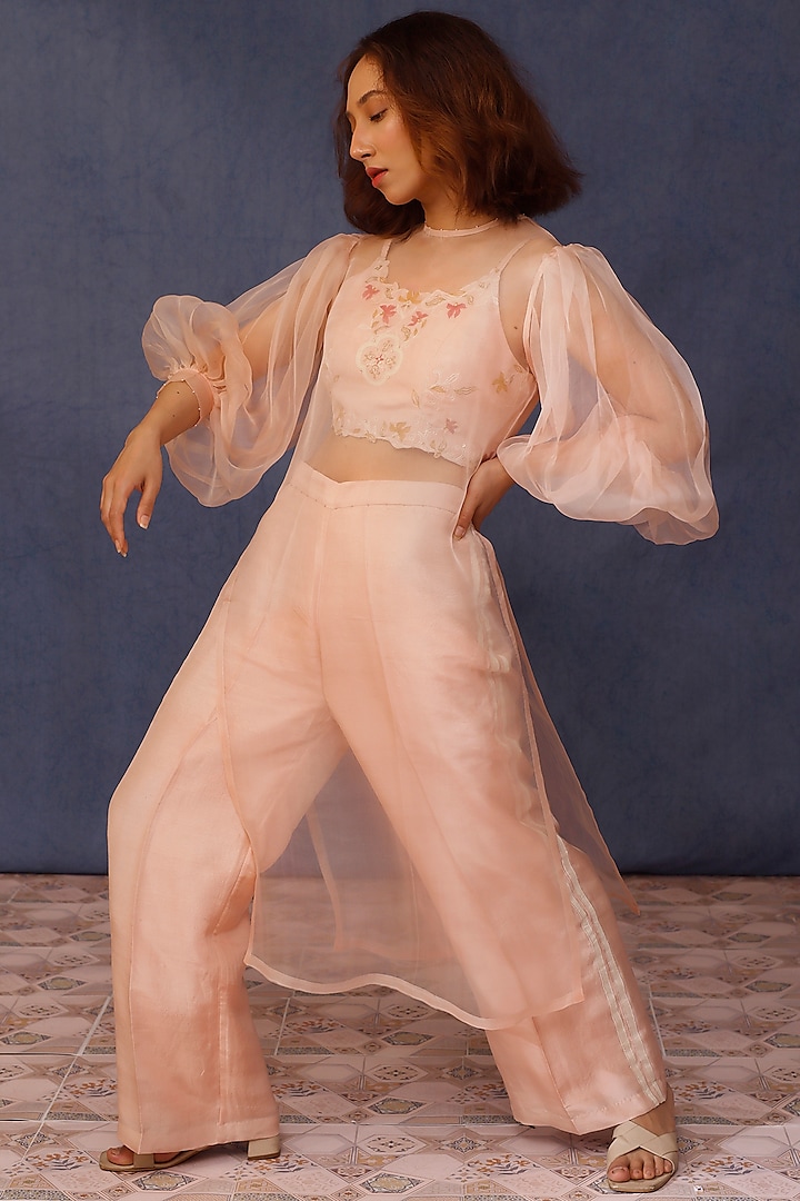 Baby Pink Silk Co-Ord Set by Chokhi Chorri