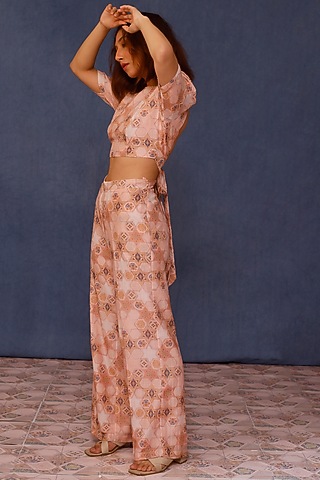 Pink Silk Chanderi Printed Co-Ord Set by Chokhi Chorri