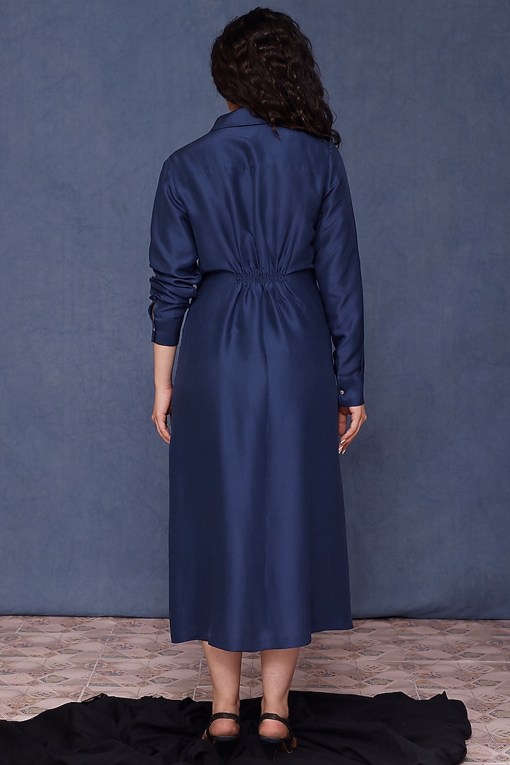 Blue Silk Vacation Shirt Dress by Chokhi Chorri at Pernia's Pop Up Shop
