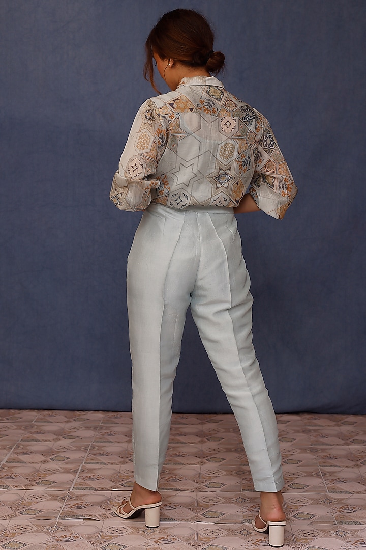 Powder Blue Silk Pant Set by Chokhi Chorri at Pernia's Pop Up Shop