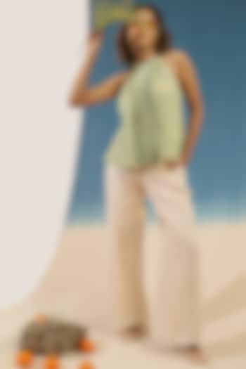 Olive Green Embroidered Pant Set by Chokhi Chorri at Pernia's Pop Up Shop