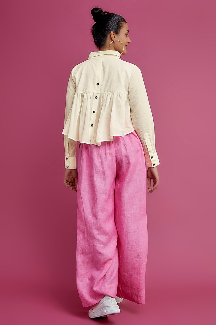 Ivory Organic Cotton Cropped Shirt by Chola at Pernia's Pop Up Shop