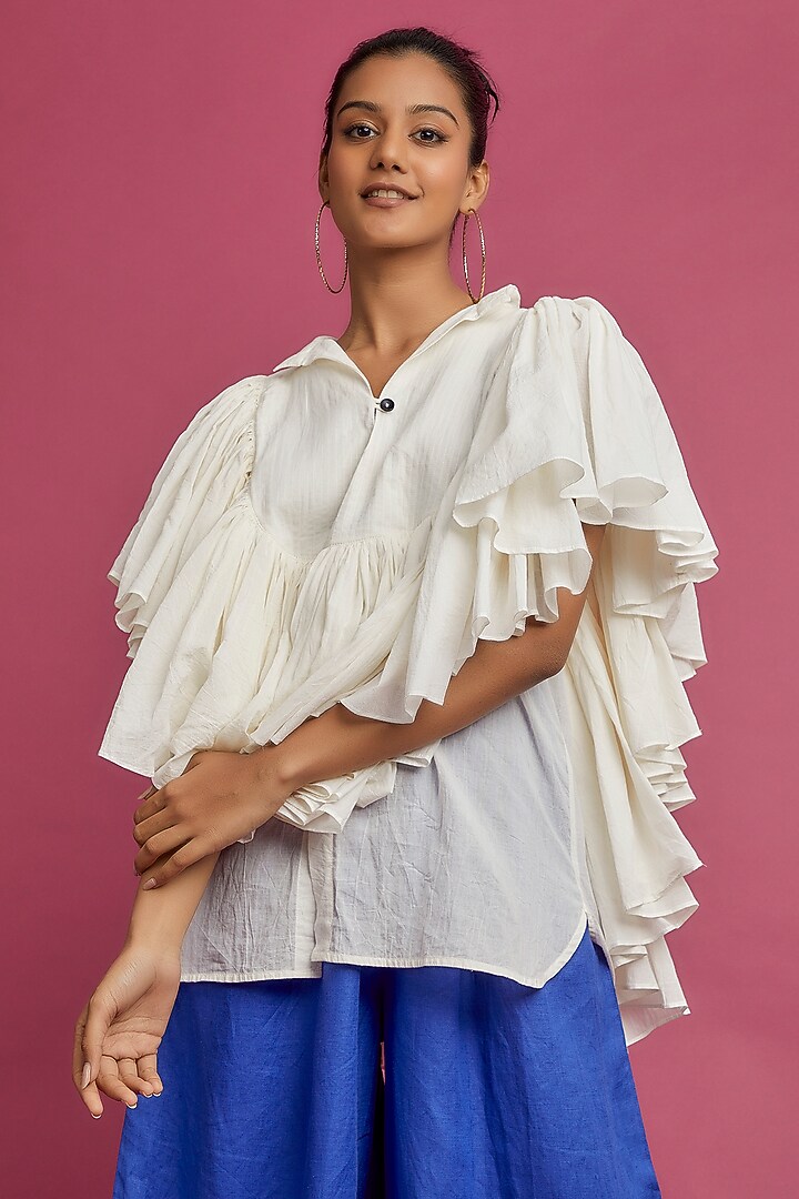 Ivory Organic Cotton Shirt by Chola at Pernia's Pop Up Shop