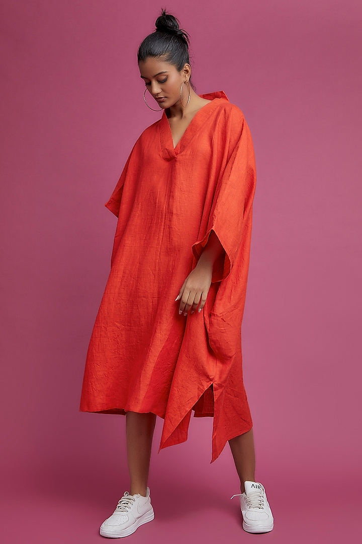Orange Linen Kaftan Dress by Chola
