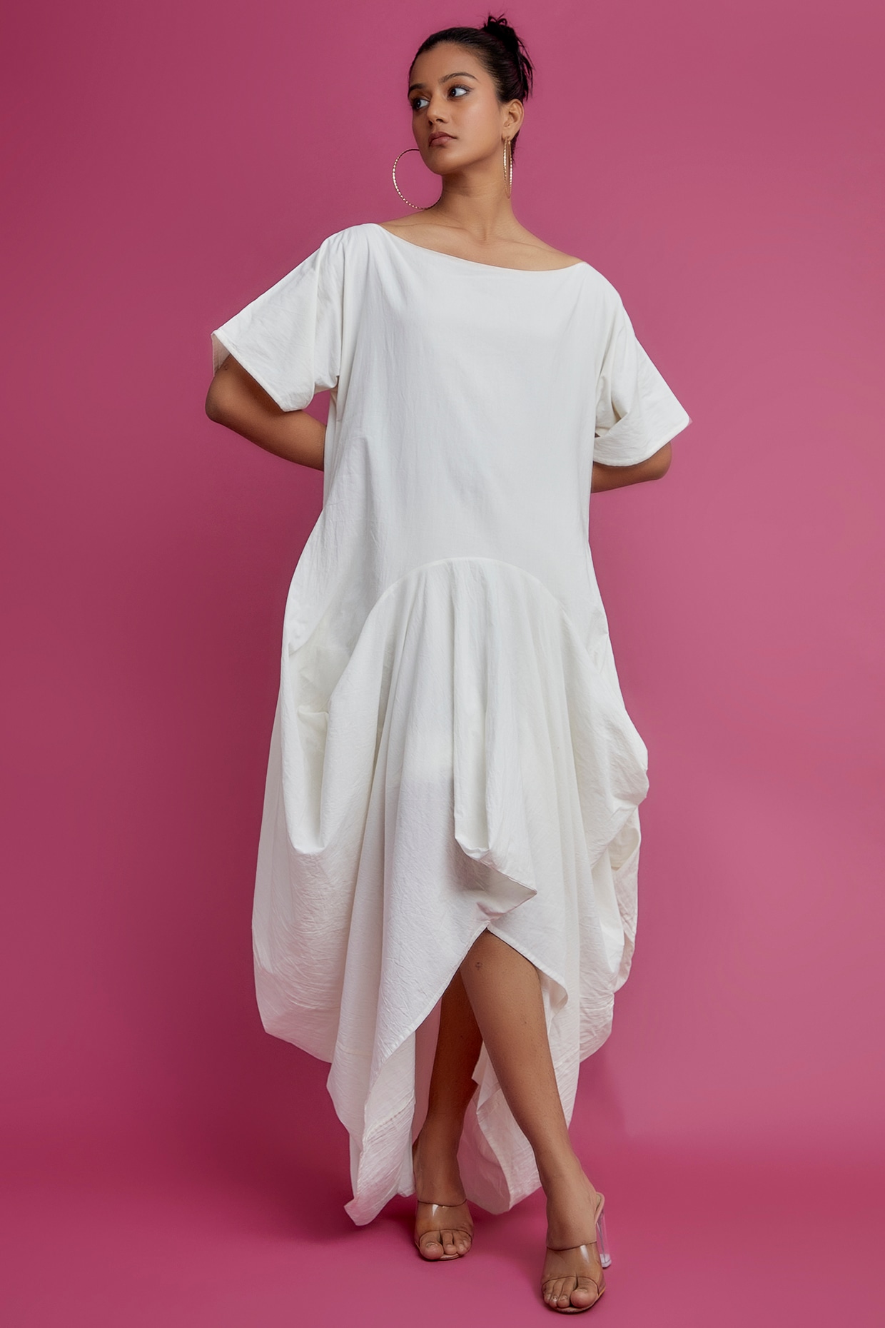 white cotton off the shoulder dress