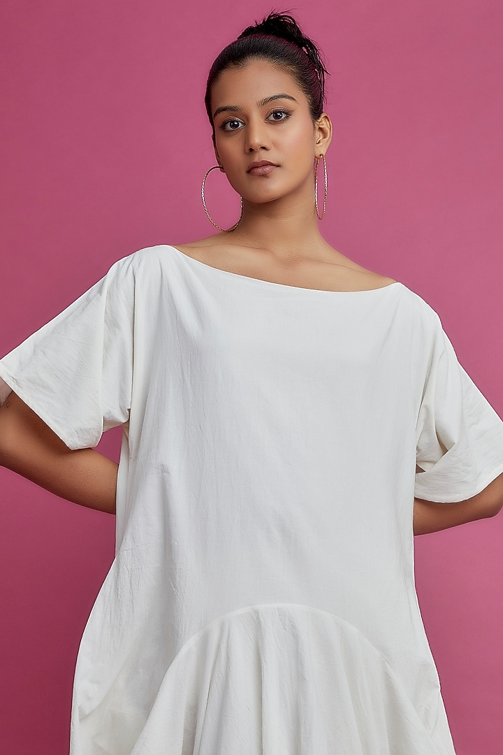 Ivory Organic Cotton Off-Shoulder Vacation Dress by Chola at Pernia's Pop Up Shop