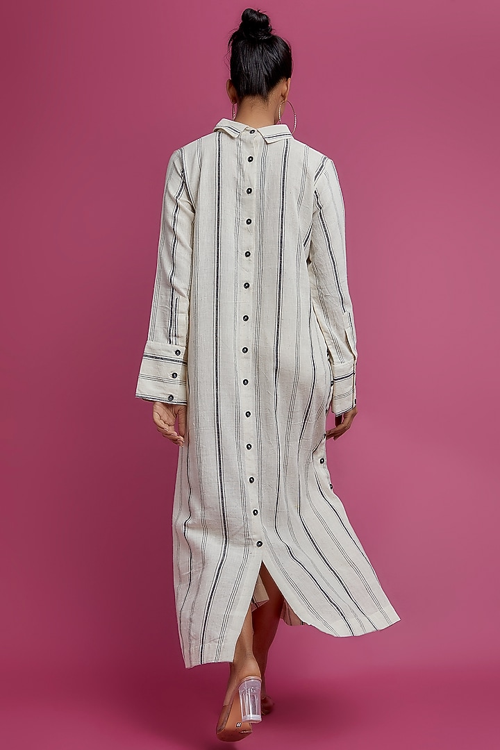 Ivory Cotton Printed Vacation Shirt Dress by Chola at Pernia's Pop Up Shop