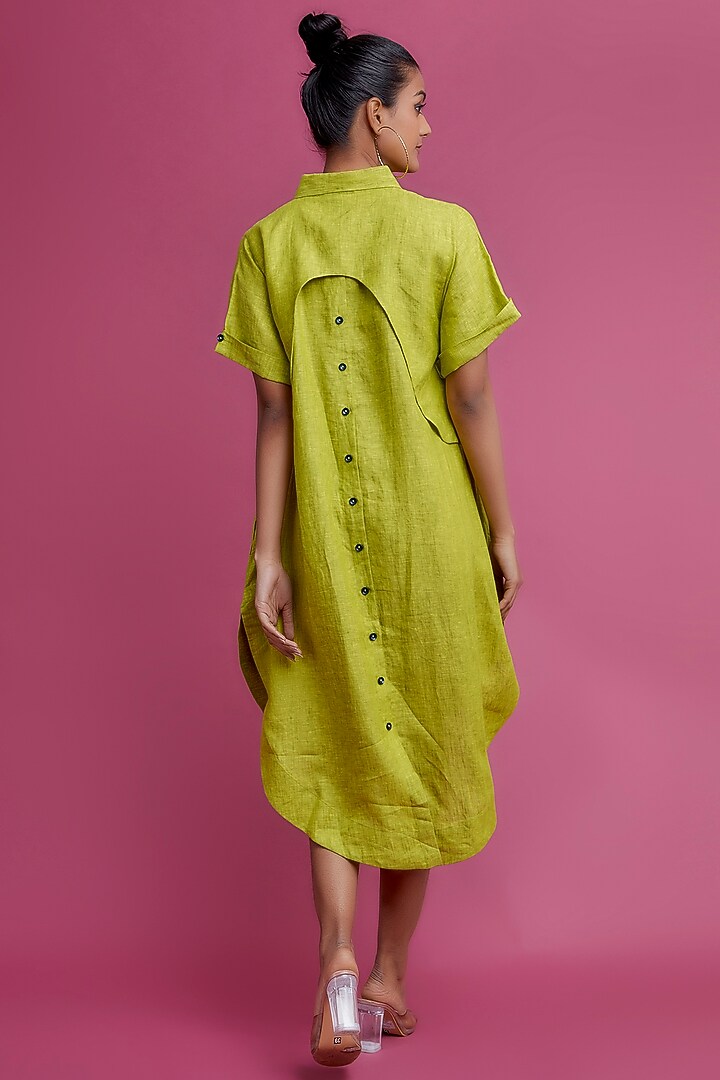 pop the balloon green dress Two Piece Green Balloon Sleeves Long Prom Dress with Slit FancyVestido