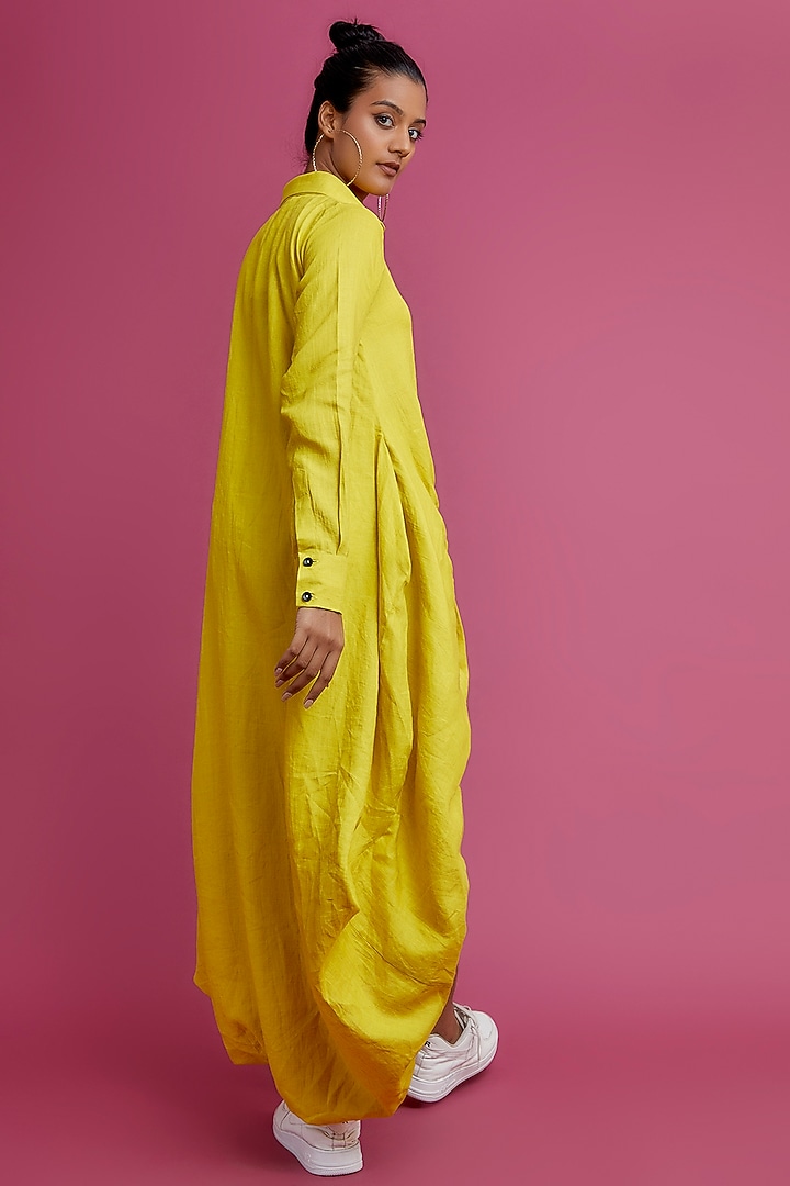 Yellow Linen Subtraction Shirt by Chola at Pernia's Pop Up Shop