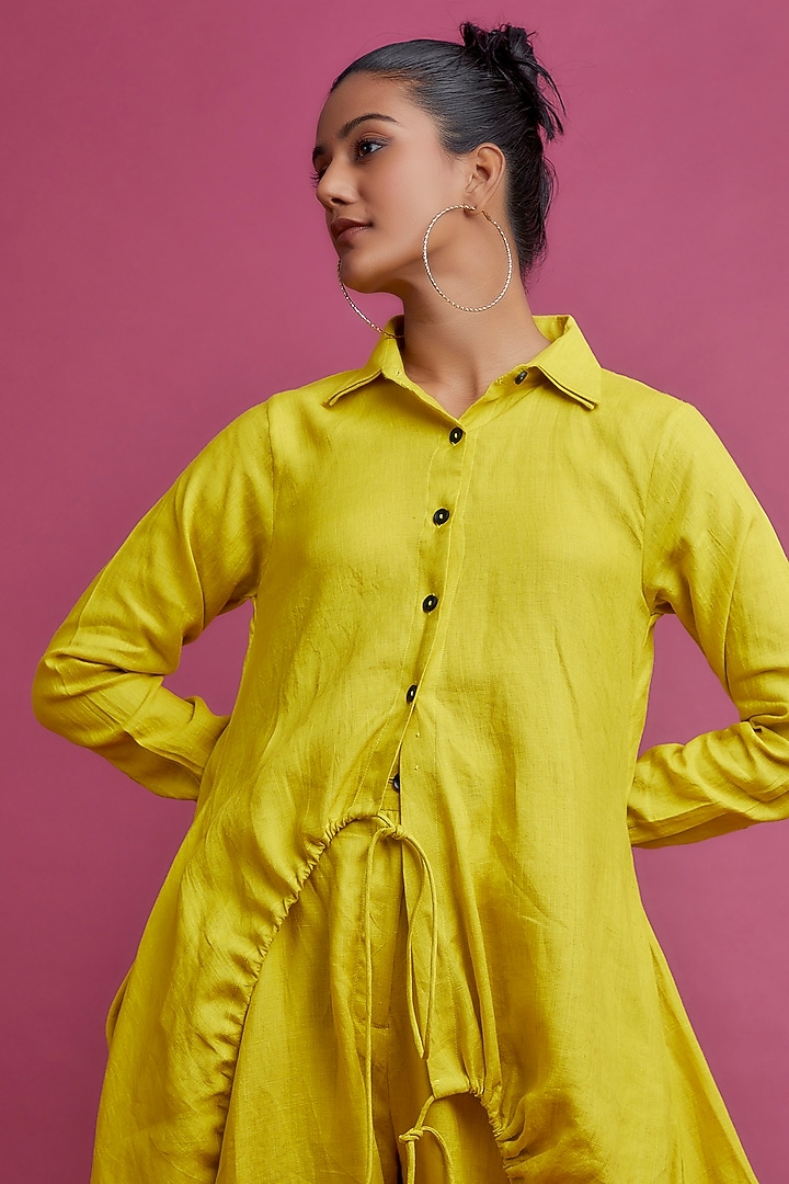 Yellow Linen Subtraction Shirt by Chola at Pernia's Pop Up Shop