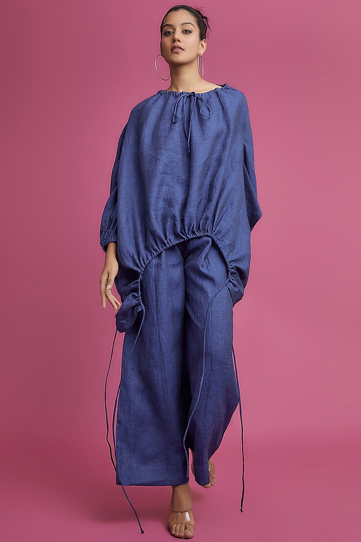 Blue Linen Trousers by Chola