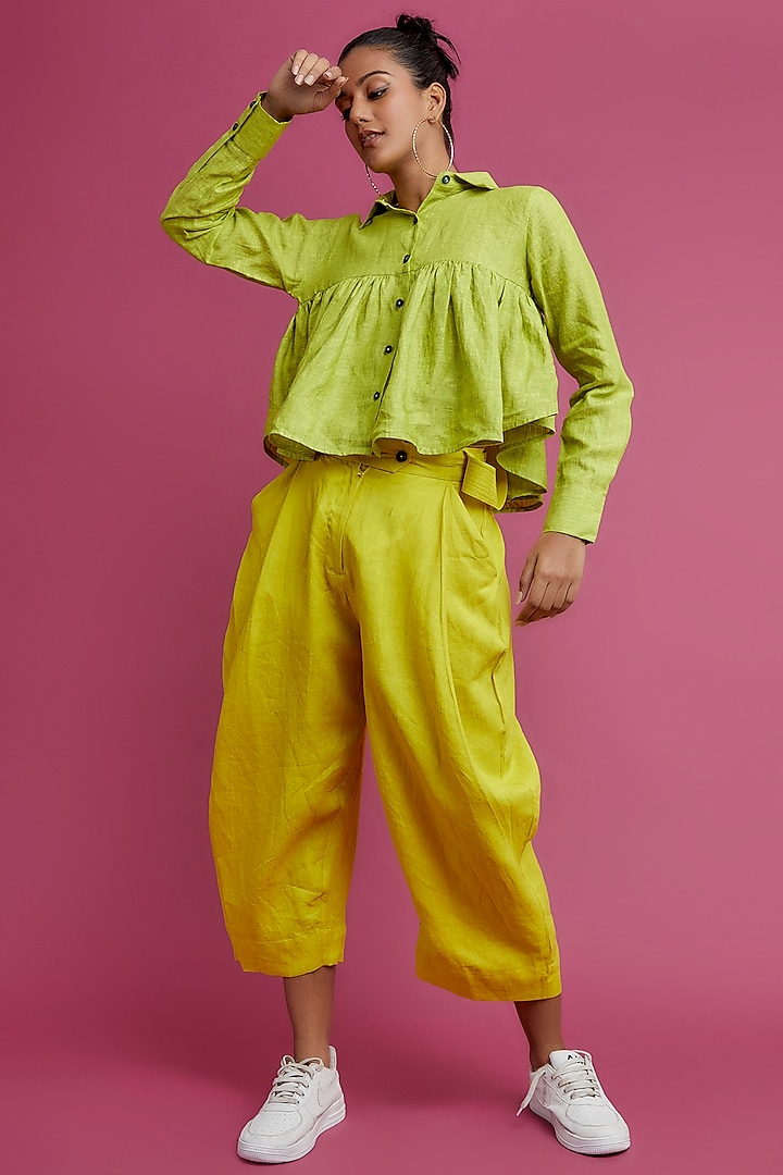 Yellow Linen Trousers by Chola