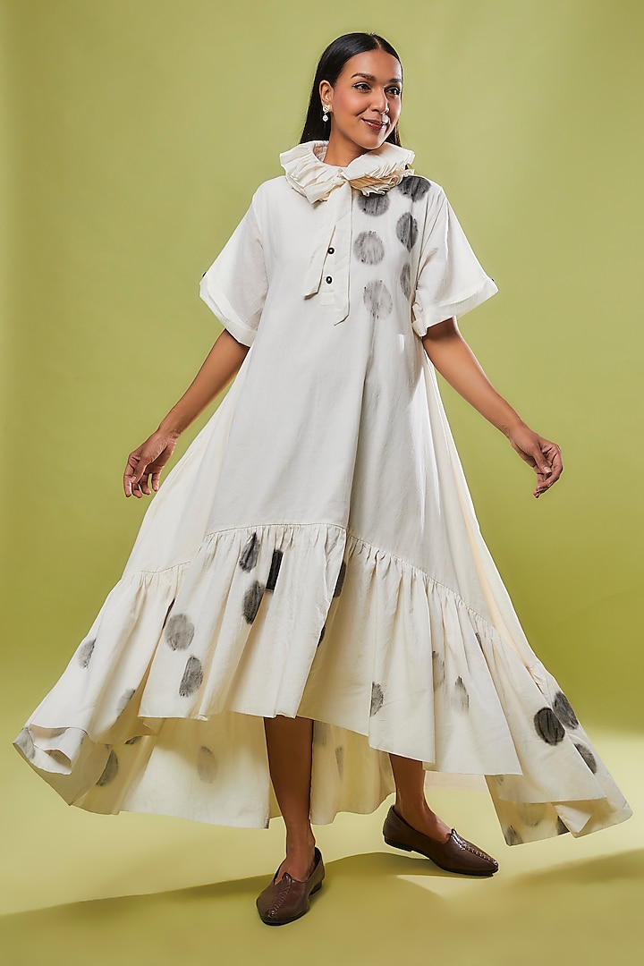 Ivory Cotton Hand Painted Dress by Chola