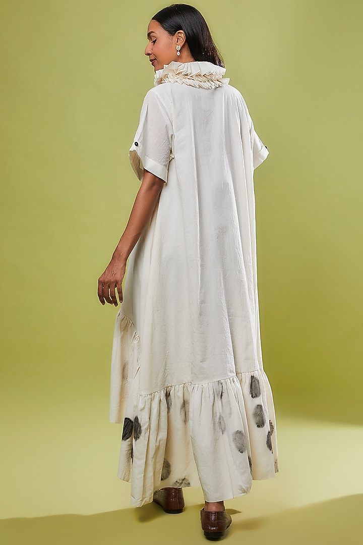 Ivory Cotton Hand Painted Vacation Dress by Chola at Pernia's Pop Up Shop
