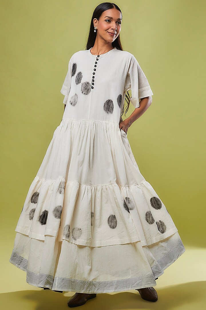 Ivory Organic Cotton Hand Painted Dress by Chola