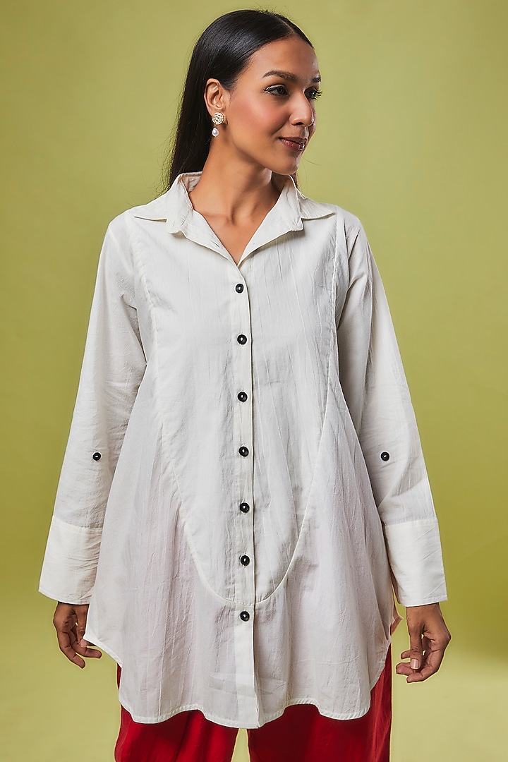 Ivory Organic Cotton A-Line Shirt by Chola at Pernia's Pop Up Shop