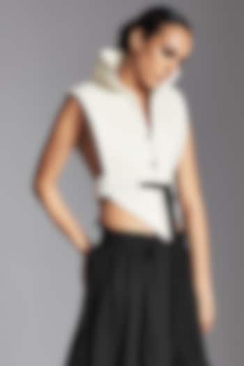 White Organic Cotton Quilted Jacket by Chola at Pernia's Pop Up Shop
