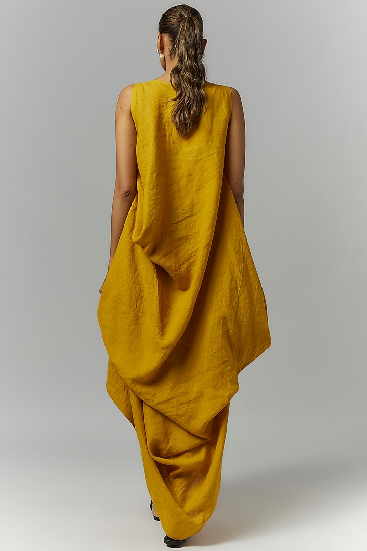 Yellow Linen Asymmetrical Vacation Dress by Chola at Pernia's Pop Up Shop