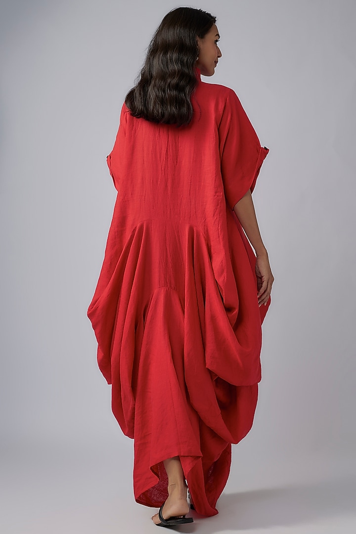 Red Linen Deconstructured Maxi Vacation Dress by Chola at Pernia's Pop Up Shop