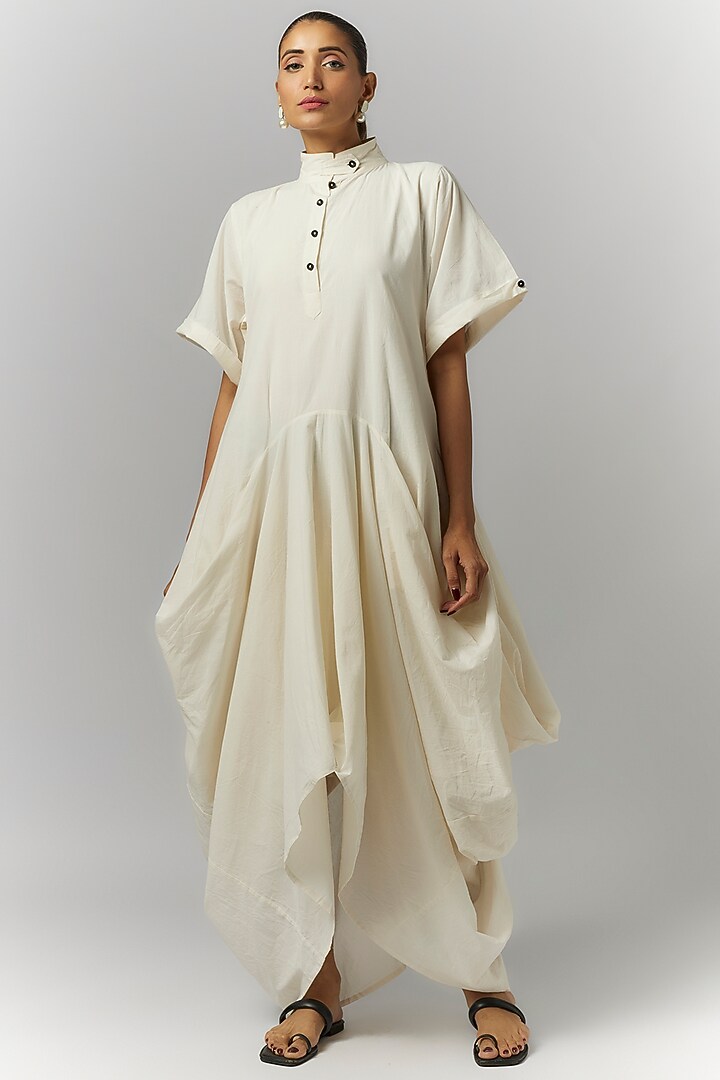 White Organic Cotton Circular Deconstructed Vacation Dress by Chola at Pernia's Pop Up Shop