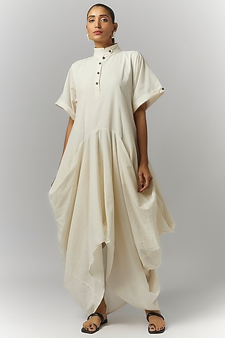 White Organic Cotton Circular Deconstructed Dress by Chola