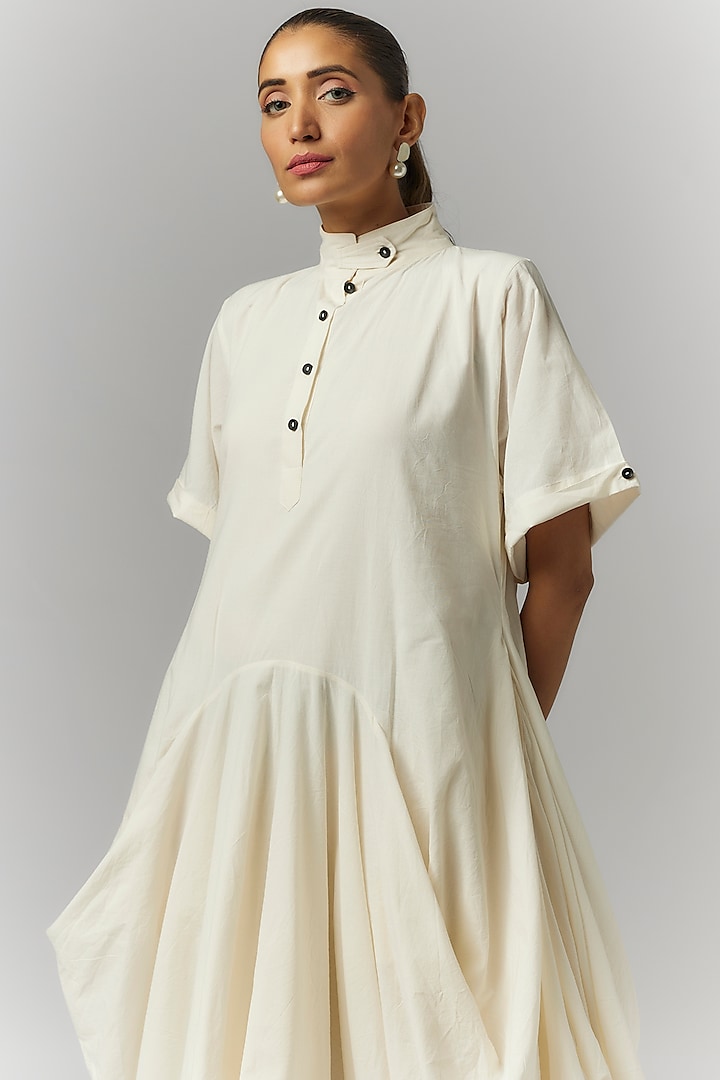 White Organic Cotton Circular Deconstructed Vacation Dress by Chola at Pernia's Pop Up Shop