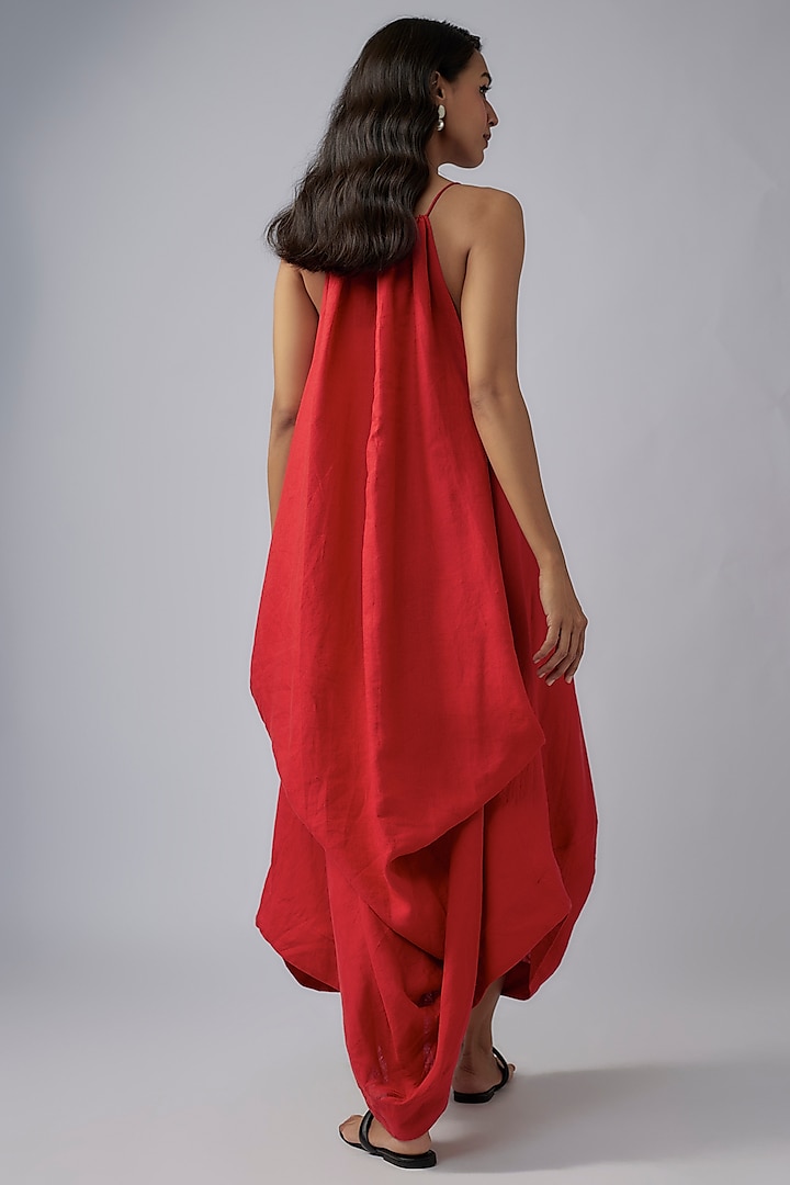 Red Linen Deconstructured Maxi Vacation Dress by Chola at Pernia's Pop Up Shop