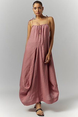 Mauve Linen Deconstructed Dress by Chola