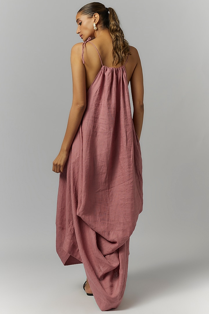 Mauve Linen Deconstructed Vacation Dress by Chola at Pernia's Pop Up Shop
