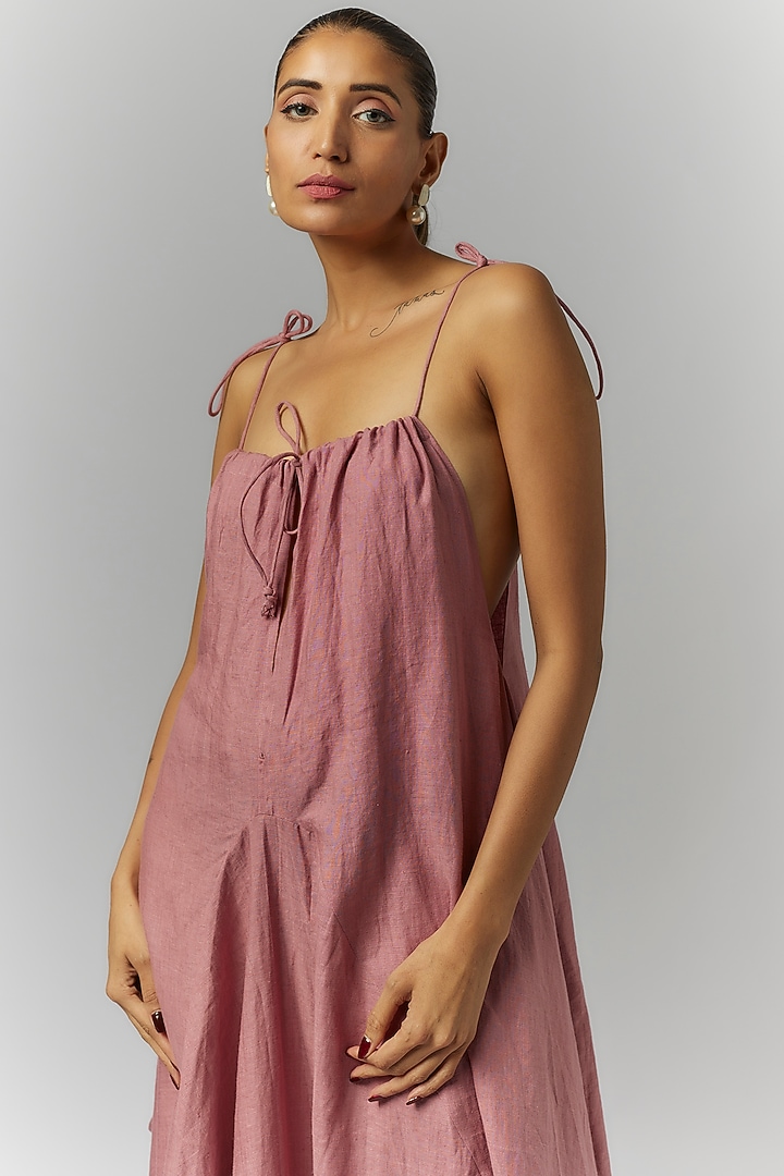 Mauve Linen Deconstructed Vacation Dress by Chola at Pernia's Pop Up Shop