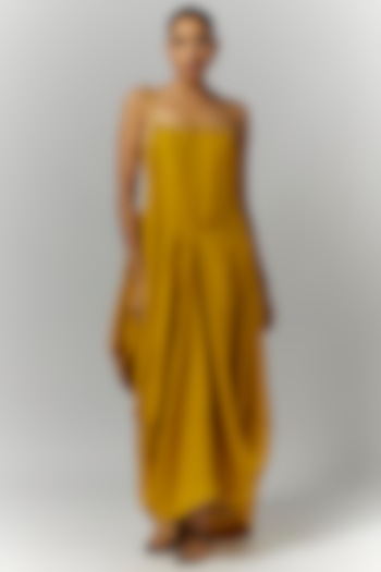 Mustard Linen Deconstructed Vacation Dress by Chola at Pernia's Pop Up Shop