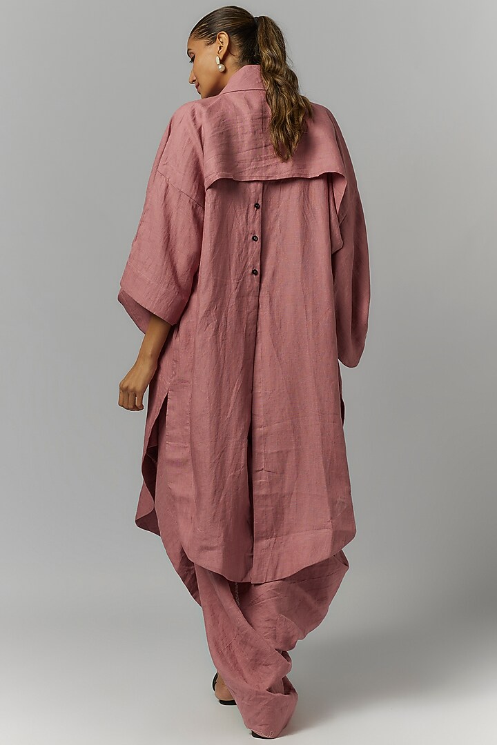 Mauve Linen Balloon Kimono Jacket by Chola at Pernia's Pop Up Shop
