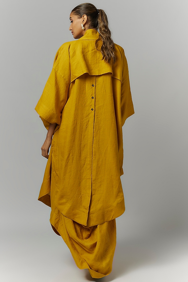 Mustard Linen Balloon Kimono Jacket by Chola at Pernia's Pop Up Shop