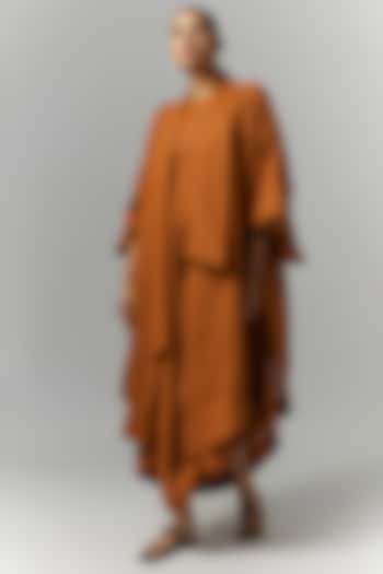 Orange Linen Balloon Kimono Jacket by Chola at Pernia's Pop Up Shop